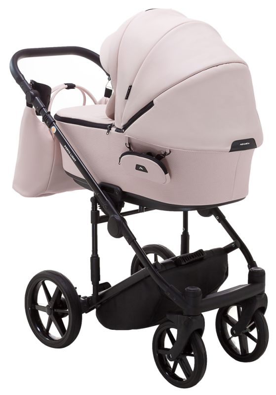 Коляска 2 в 1 Adamex Porto Light ECO кожа 100% SA-15 розовый (пудра)