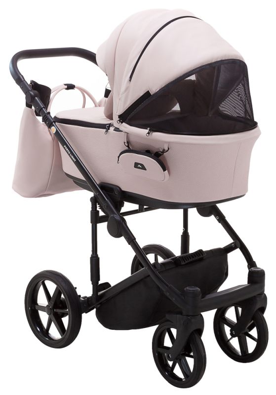 Коляска 2 в 1 Adamex Porto Light ECO кожа 100% SA-15 розовый (пудра)