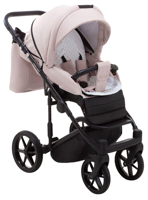 Коляска 2 в 1 Adamex Porto Light ECO кожа 100% SA-15 розовый (пудра)