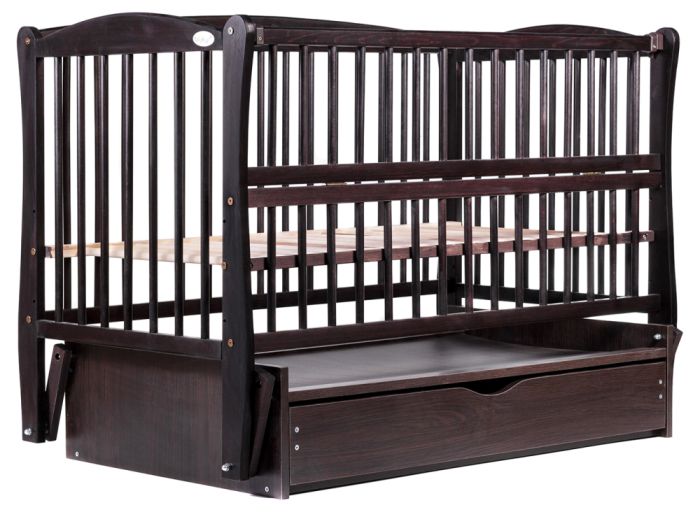 Кровать Babyroom Елит резьба маятник, ящик, откидной бок DER-7  бук венге
