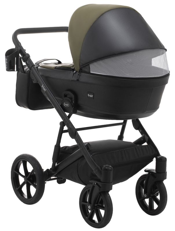Коляска 2 в 1 Bair Kiwi шкіра 100% BK-11/15 хакі - чорний
