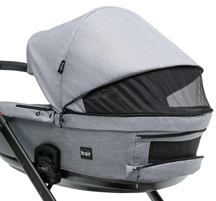 Коляска 2 в 1 для двойни Bair Kiwi DUO Soft BKP-218 серый