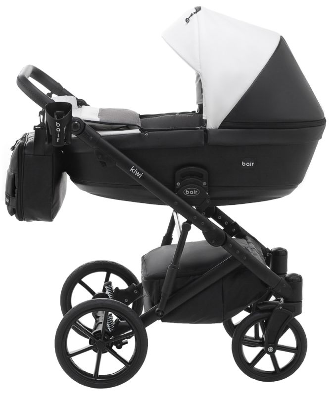 Коляска 2 в 1 Bair Kiwi шкіра 100% BK-51/15 білий - чорний