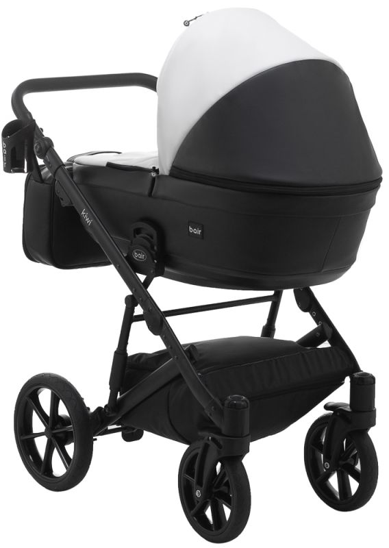 Коляска 2 в 1 Bair Kiwi шкіра 100% BK-51/15 білий - чорний