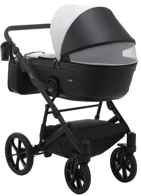 Коляска 2 в 1 Bair Kiwi шкіра 100% BK-51/15 білий - чорний