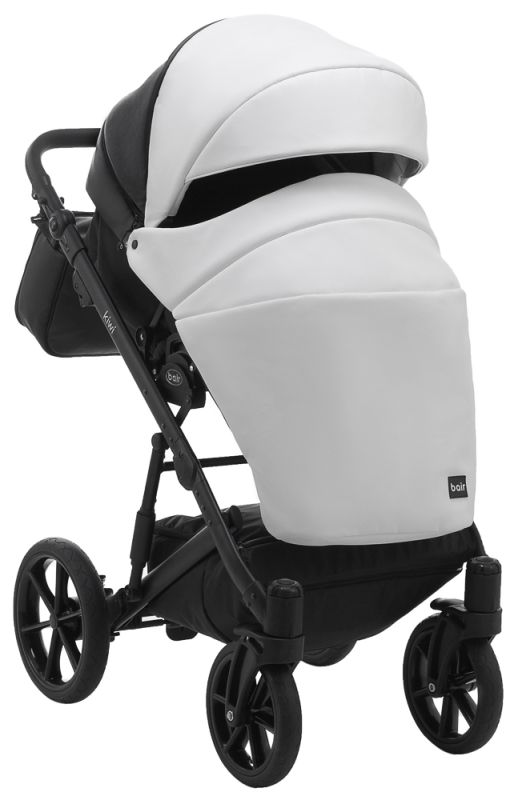 Коляска 2 в 1 Bair Kiwi шкіра 100% BK-51/15 білий - чорний