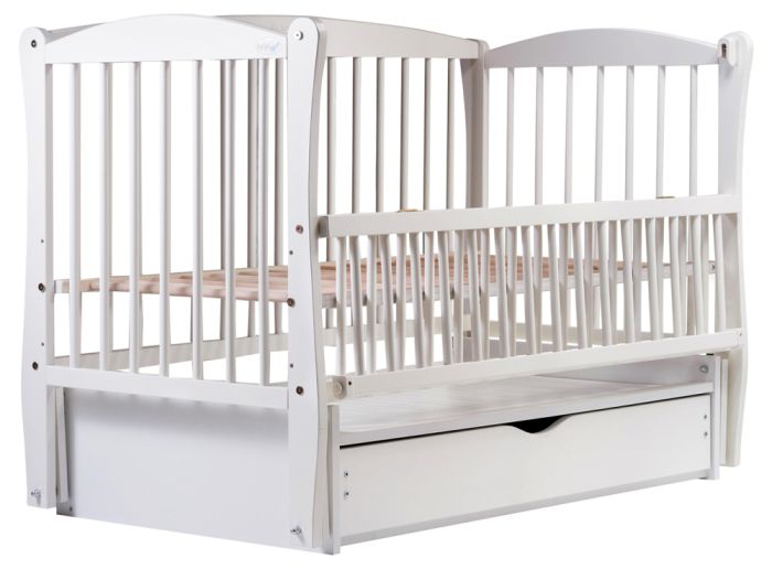 Кровать Babyroom Елит маятник, ящик, откидной бок DEMYO-5  бук белый