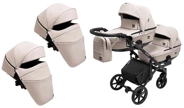 Коляска 2 в 1 для двойни Bair Kiwi DUO ECO BKD-33-1 капучино