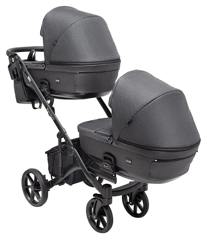 Коляска 2 в 1 для двойни Bair Kiwi DUO Soft BKD-219-1 графит