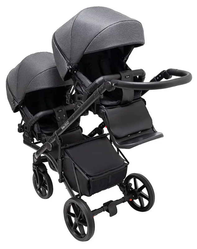 Коляска 2 в 1 для двойни Bair Kiwi DUO Soft BKD-219-1 графит