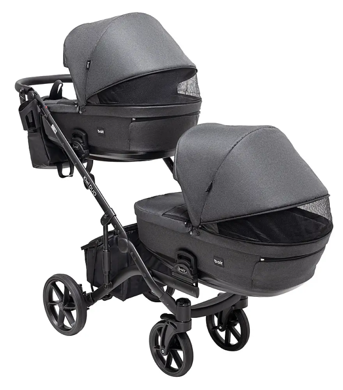 Коляска 2 в 1 для двойни Bair Kiwi DUO Soft BKS-219 графит
