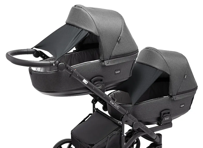 Коляска 2 в 1 для двойни Bair Kiwi DUO Soft BKD-219-1 графит
