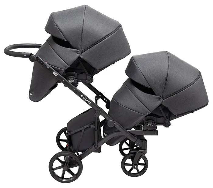 Коляска 2 в 1 для двойни Bair Kiwi DUO Soft BKD-219-1 графит