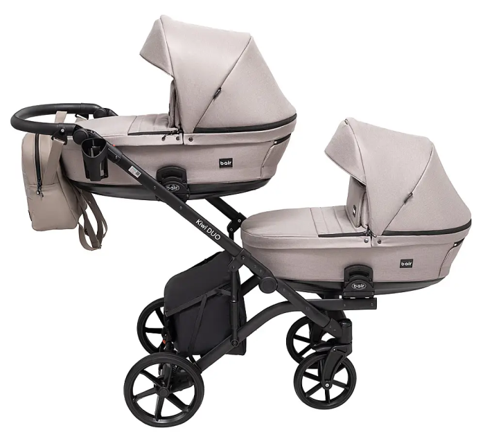 Коляска 2 в 1 для двойни Bair Kiwi DUO Soft BKD-455 капучино