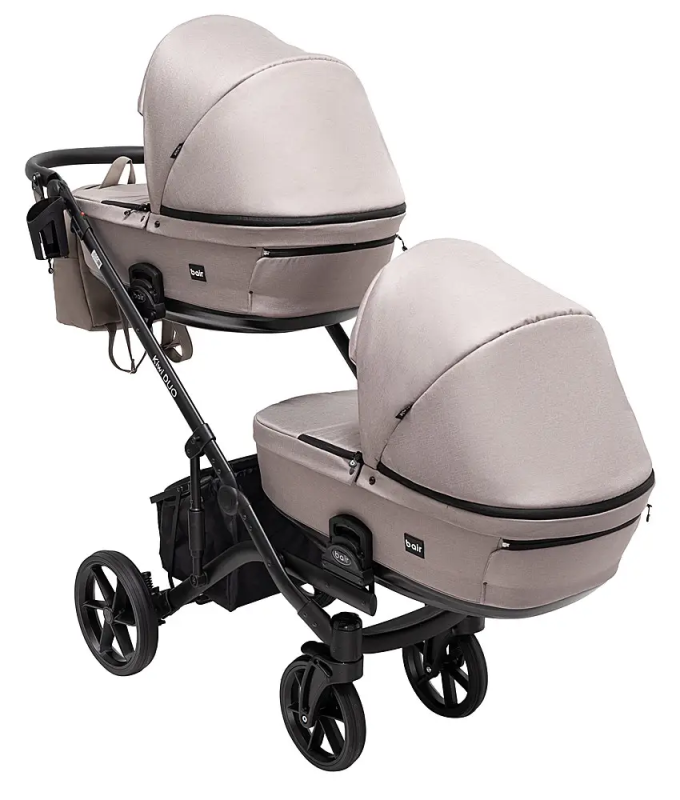 Коляска 2 в 1 для двойни Bair Kiwi DUO Soft BKD-455 капучино