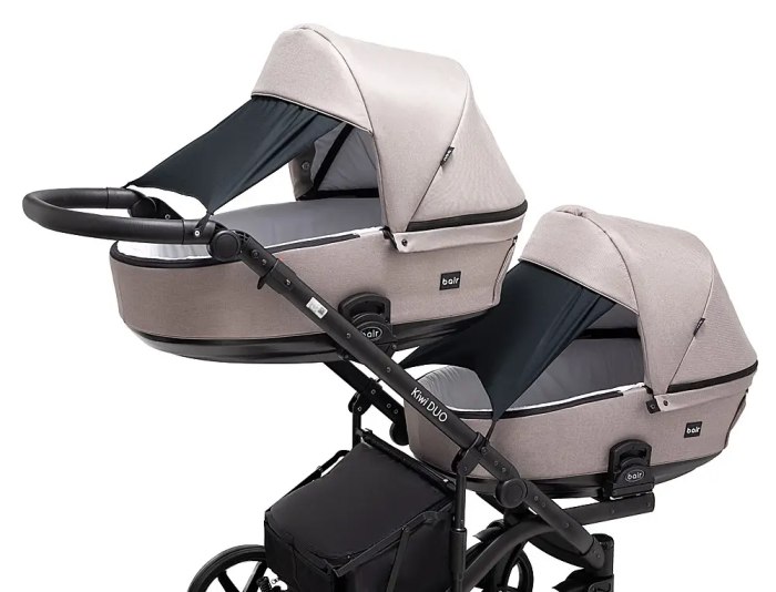Коляска 2 в 1 для двойни Bair Kiwi DUO Soft BKD-455 капучино