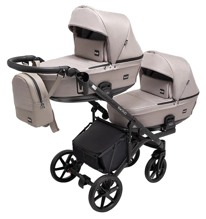Коляска 2 в 1 для двойни Bair Kiwi DUO Soft BKD-455 капучино