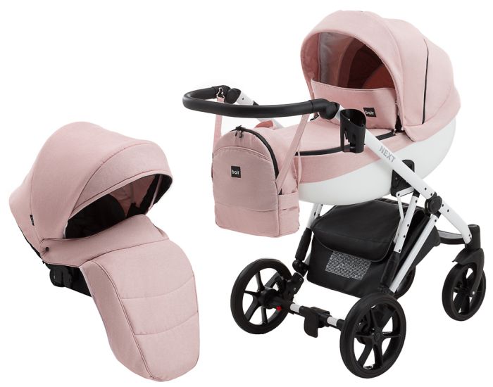 Коляска 2 в 1 Bair Next White Soft 72 светло-розовый