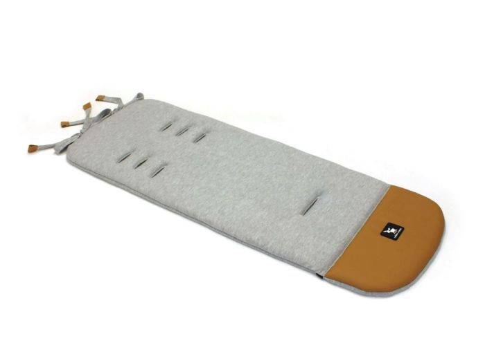 Матрац в коляску Cottonmoose Leather 590/49/107 melange cotton jersey (сірий меланж, латте еко-шкіра)