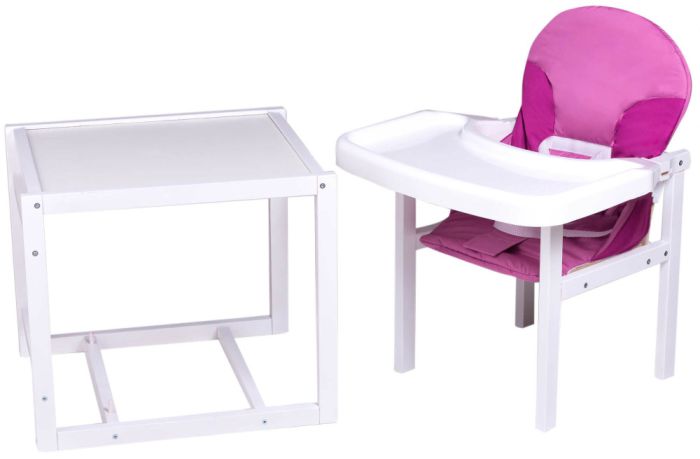 Стільчик-трансформер Babyroom Поні-240 білий пластикова стільниця малина-рожевий