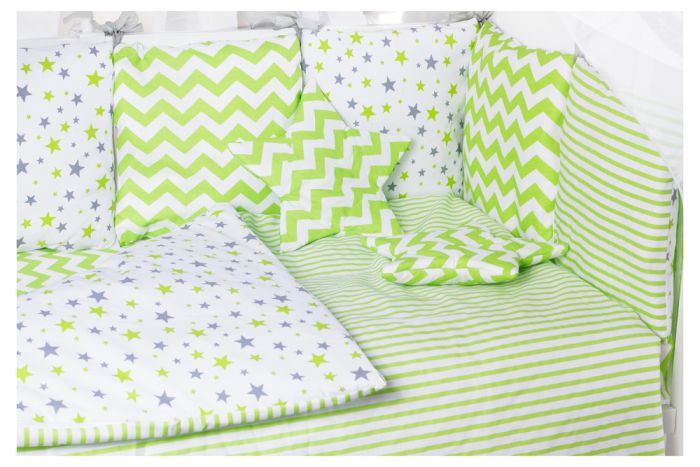 Детская постель Babyroom Bortiki lux-08 stars салатовый - белый