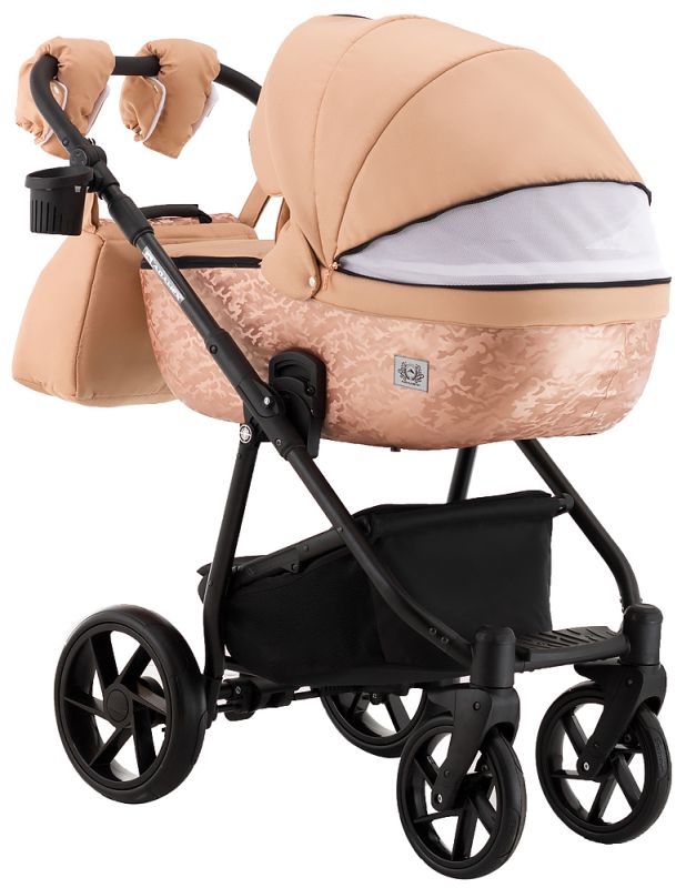 Коляска 2 в 1 Adamex Hybryd Plus BR264 персиковый - медный (принт) атлас