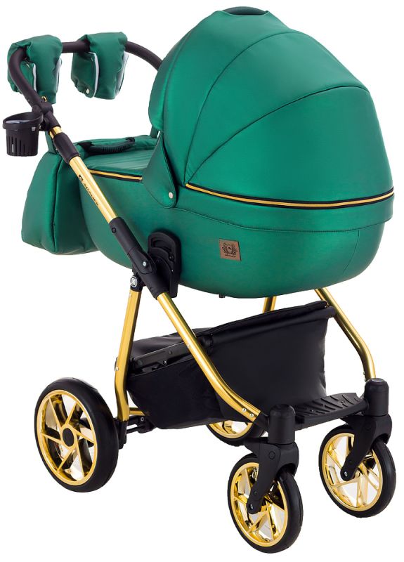 Коляска 2 в 1 Adamex Hybryd Plus Polar (Gold) Кожа 100% Y216А зеленый перламутр