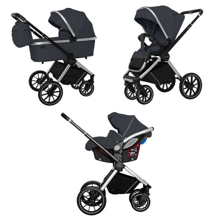 Коляска 3 в 1 CARRELLO Optima CRL-6504 Platinum Grey в льне /1/