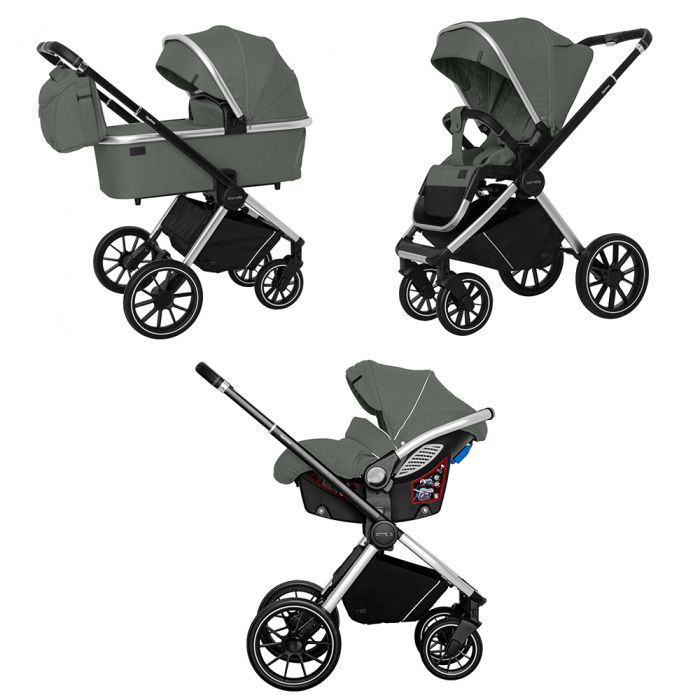 Коляска 3 в 1 CARRELLO Optima CRL-6504 Nordic Green в льне /1/