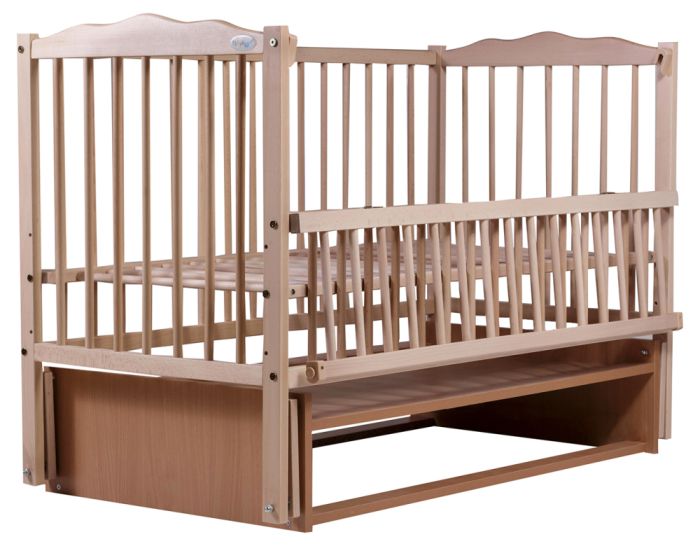 Кровать Babyroom Радуга маятник, откидной бок DVMO-2  бук светлый (натуральный)