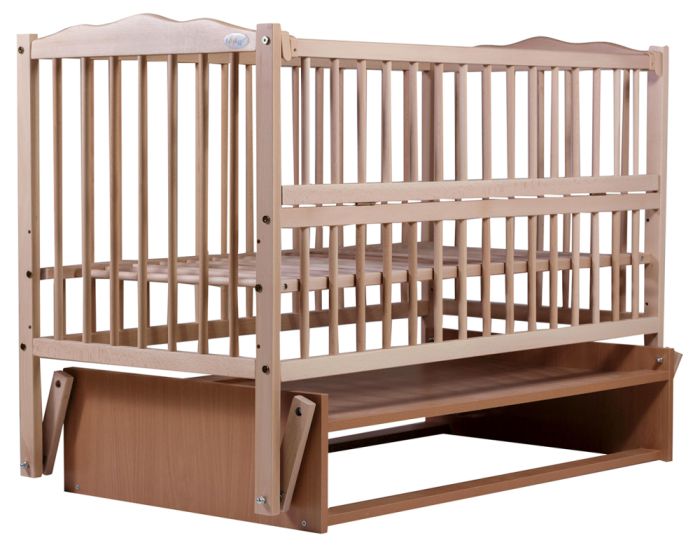 Кровать Babyroom Радуга маятник, откидной бок DVMO-2  бук светлый (натуральный)
