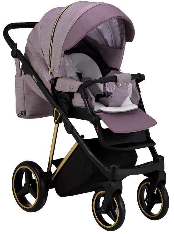 Коляска 2 в 1 Adamex Mimi Polar (Gold) Y811 сиреневый - сиреневый кожа (выдавленная точка)