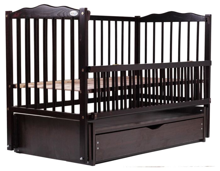 Ліжко Babyroom Веселка маятник, ящик, відкидний бік DVMYO-3 бук венге