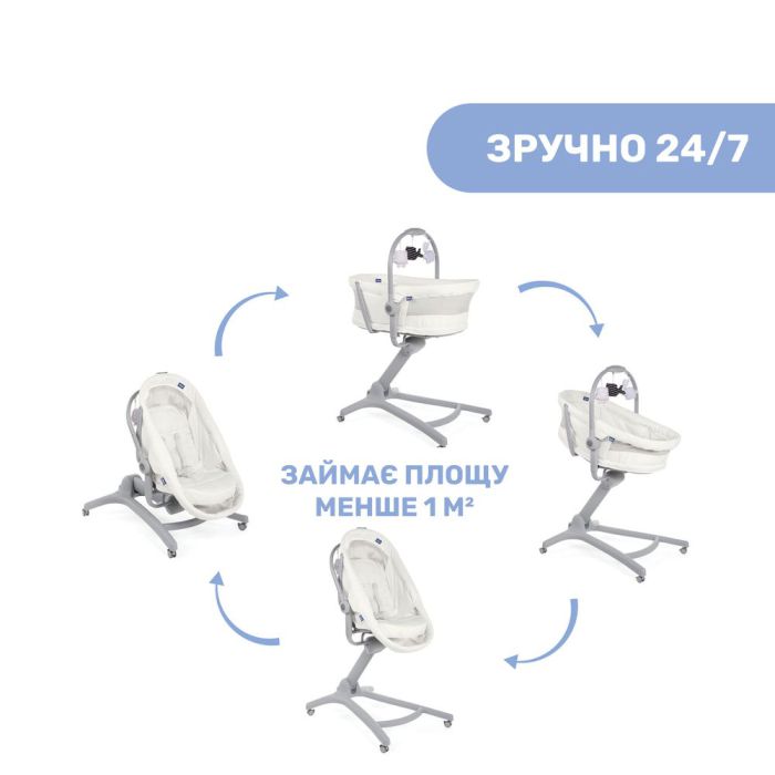 Кроватка-стульчик Chicco Baby Hug AIR 4 в 1 White Snow
