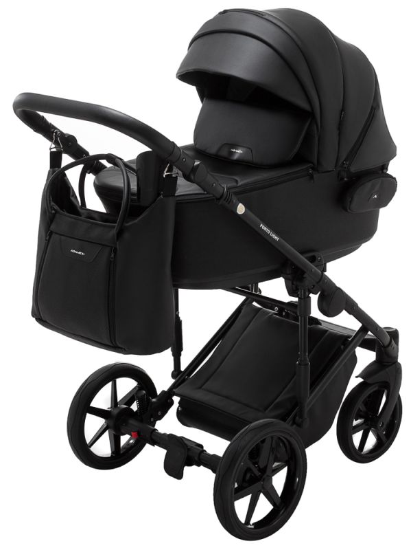 Коляска 2 в 1 Adamex Porto Light ECO кожа 100% SA-2 черный