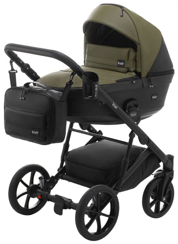 Коляска 2 в 1 Bair Kiwi шкіра 100% BK-11/15 хакі - чорний