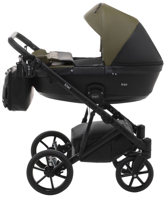 Коляска 2 в 1 Bair Kiwi шкіра 100% BK-11/15 хакі - чорний