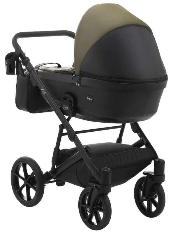 Коляска 2 в 1 Bair Kiwi шкіра 100% BK-11/15 хакі - чорний