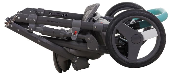 Коляска 2 в 1 Adamex Monte Deluxe Carbon кожа 100% D106 серый-бирюзовый-белый (графит карбон и рама)
