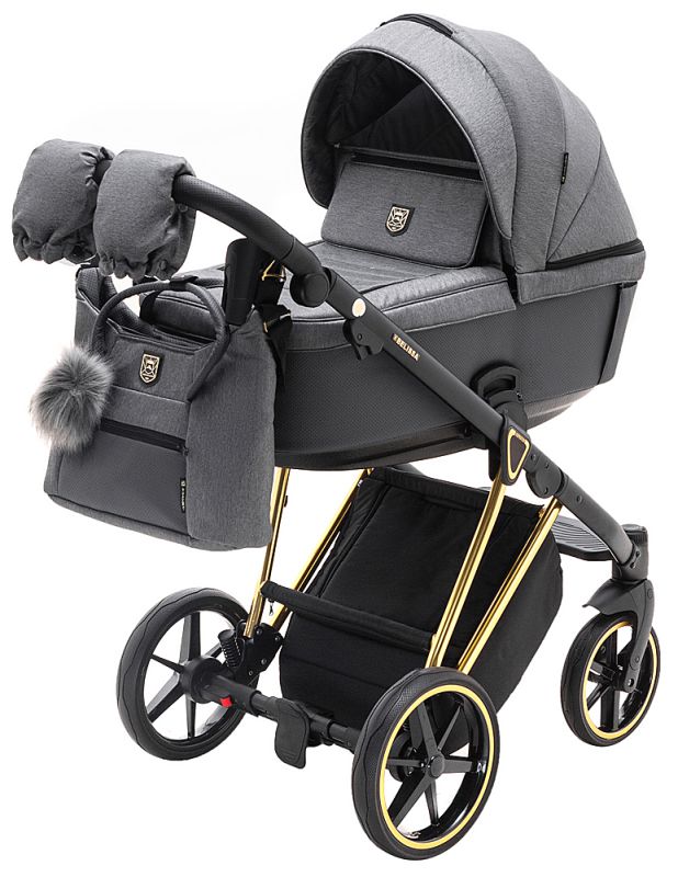 Коляска 2 в 1 Adamex Belissa Special Edidion (Gold) PS-608 графіт - графіт шкіра (перфорація)