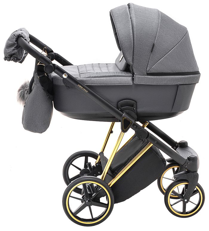 Коляска 2 в 1 Adamex Belissa Special Edidion (Gold) PS-608 графіт - графіт шкіра (перфорація)