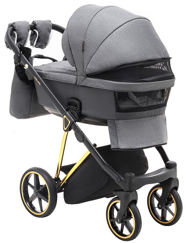 Коляска 2 в 1 Adamex Belissa Special Edidion (Gold) PS-608 графіт - графіт шкіра (перфорація)