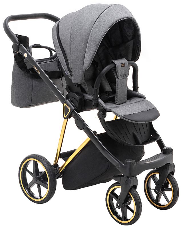 Коляска 2 в 1 Adamex Belissa Special Edidion (Gold) PS-608 графіт - графіт шкіра (перфорація)