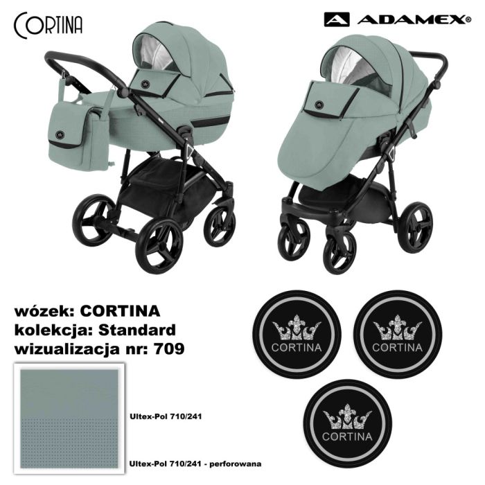 Коляска 2 в 1 Adamex Cortina CT-709 кожа бирюза