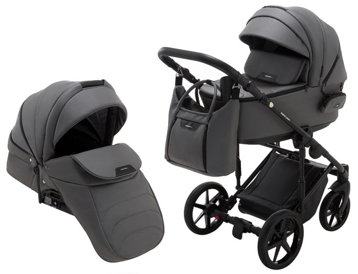 Коляска 2 в 1 Adamex Porto Light ECO шкіра 100% SA-4 темно-сірий