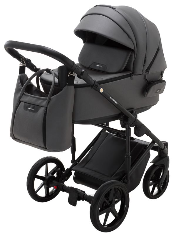 Коляска 2 в 1 Adamex Porto Light ECO шкіра 100% SA-4 темно-сірий