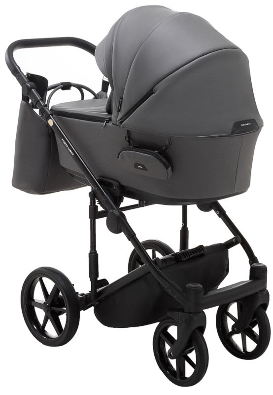 Коляска 2 в 1 Adamex Porto Light ECO шкіра 100% SA-4 темно-сірий