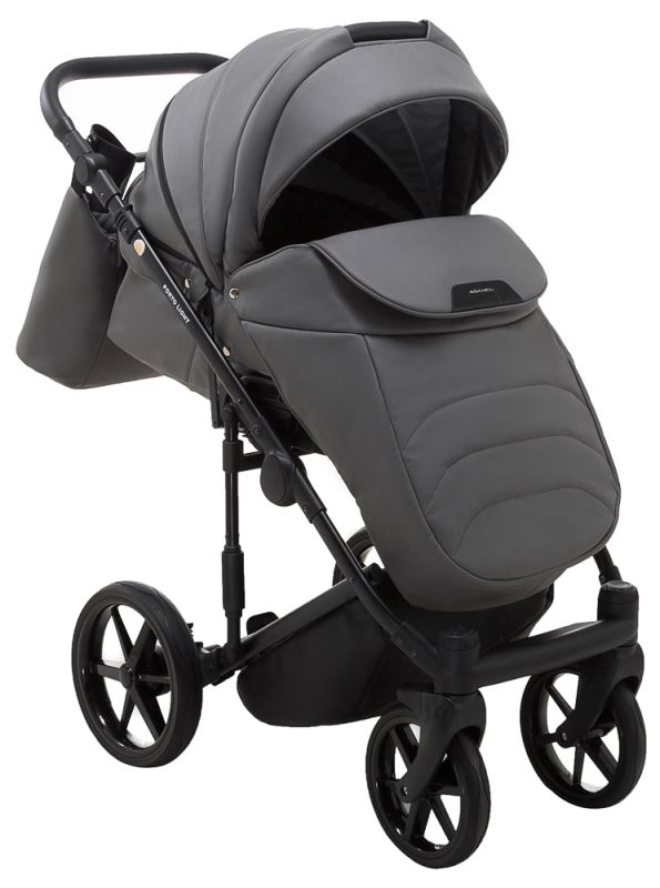 Коляска 2 в 1 Adamex Porto Light ECO шкіра 100% SA-4 темно-сірий