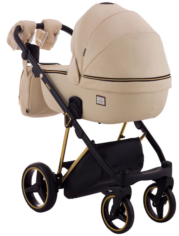 Коляска 2 в 1 Adamex Mimi Polar (Gold) кожа 100% CR305A бежевая кожа - бежевая кожа (выдавленная точка)