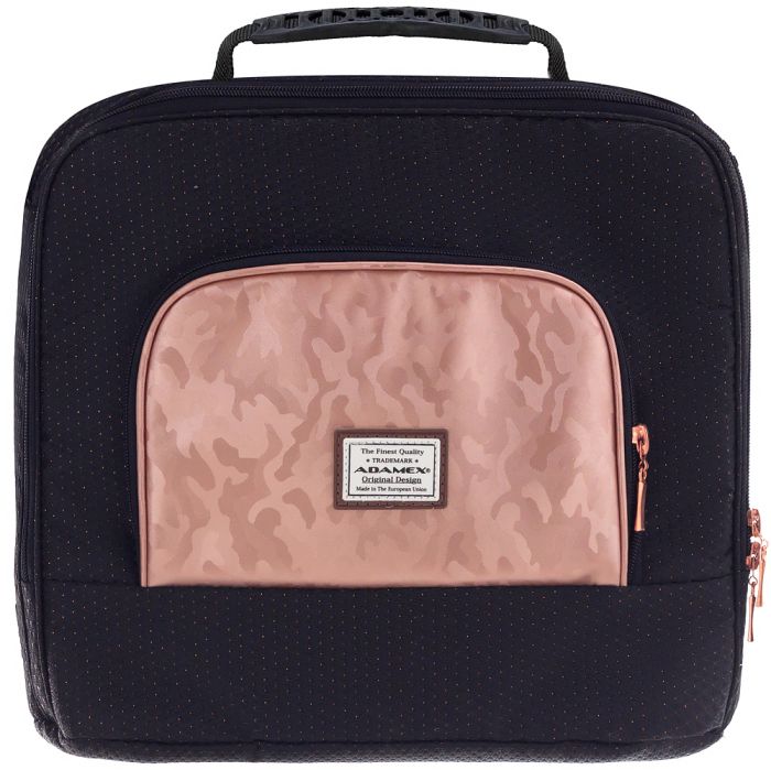 Коляска 2 в 1 Adamex Mimi Polar (Pink Gold) BR604 черный (люрикс) - медный (принт) кожа (выдавленная точка)